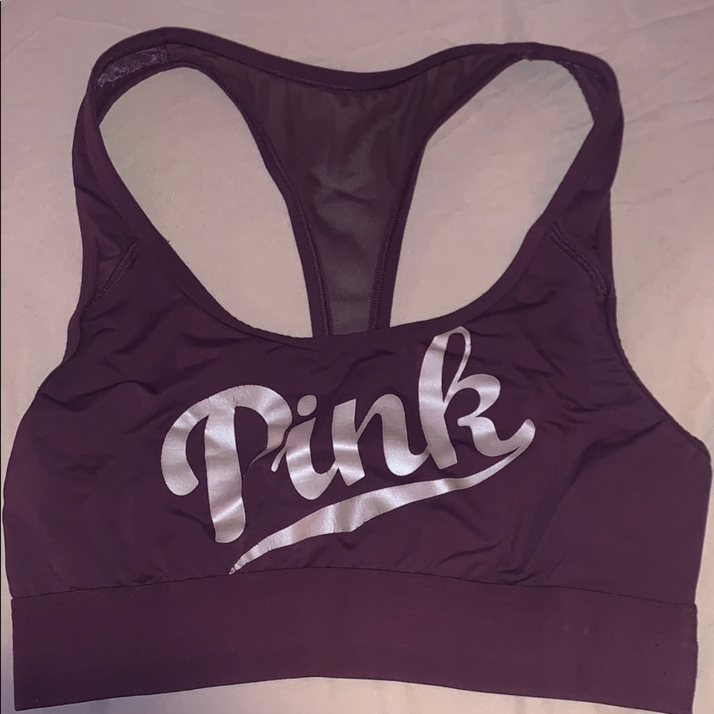 Purple victorious secret pink sports bra